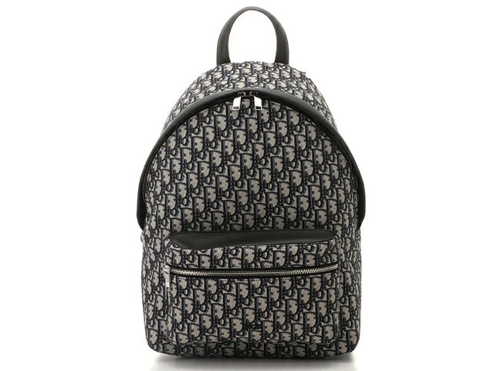 Christian Dior Bag Backpack Oblique Gray Black Canvas